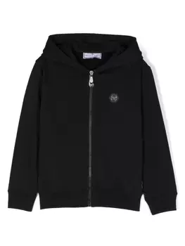 Philipp Plein худи на молнии с нашивкой-логотипом, черный