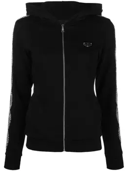 Philipp Plein худи на молнии со стразами, черный