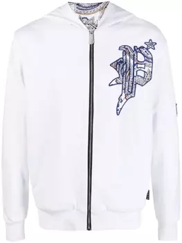 Philipp Plein худи с атласной подкладкой и принтом Skull, белый