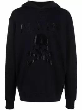 Philipp Plein худи с декором Skull и кристаллами, черный