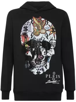 Philipp Plein худи с кристаллами и принтом, черный