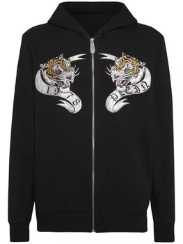 Philipp Plein худи с кристаллами и принтом, черный