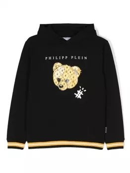 Philipp Plein худи с логотипом и полосками, черный