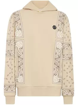 Philipp Plein худи с нашивкой-логотипом, нейтральный цвет