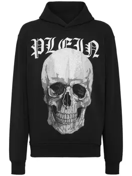 Philipp Plein худи со стразами и принтом Skull, черный