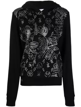 Philipp Plein худи Teddy Bear с пайетками, черный