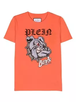 Philipp Plein Junior футболка с кристаллами, оранжевый