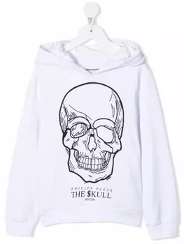 Philipp Plein Junior худи с декором Skull, белый