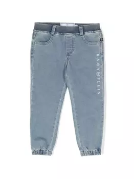 Philipp Plein Junior носки в рубчик с логотипом, синий