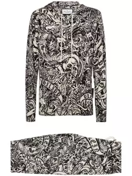 Philipp Plein кашемировый спортивный костюм с принтом Tattoo, черный