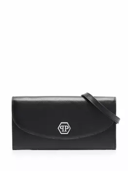 Philipp Plein клатч Hexagon с откидным клапаном, черный