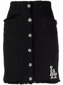 Philipp Plein короткая юбка Crystal Skull, черный