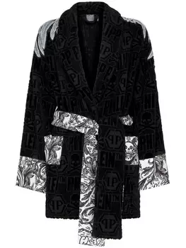 Philipp Plein короткий халат Silver Eagle, черный