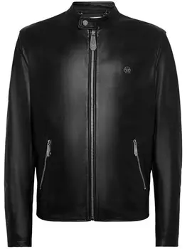 Philipp Plein кожаная мото куртка, черный