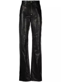Philipp Plein кожаные брюки прямого кроя, черный