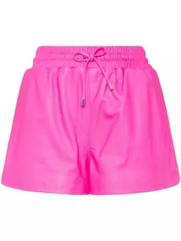 Philipp Plein кожаные шорты с логотипом, розовый