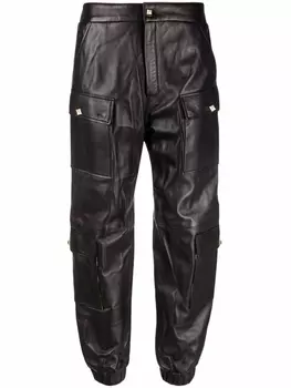 Philipp Plein кожаные спортивные брюки, черный