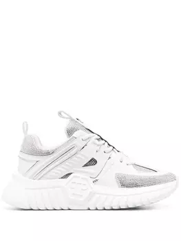 Кроссовки Philipp Plein Runner with Rhinestones, белый/серебристый