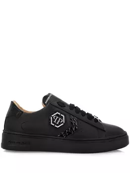 Philipp Plein кроссовки с нашивкой-логотипом, черный
