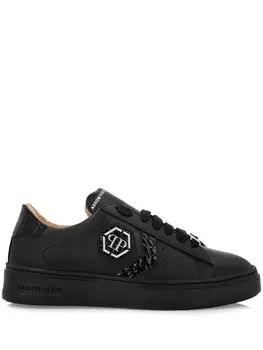 Philipp Plein кроссовки с нашивкой-логотипом, черный