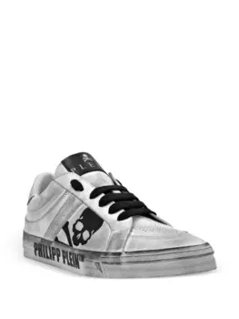 Philipp Plein кроссовки Skull & Bones с эффектом металлик, белый