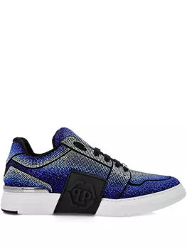 Philipp Plein кроссовки со стразами, синий