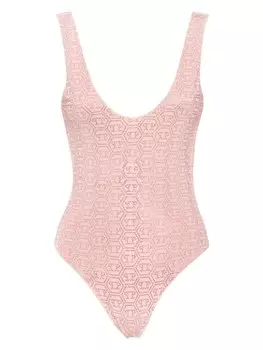 Philipp Plein купальник с монограммой, розовый