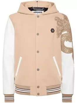 Philipp Plein куртка-бомбер с монограммой, нейтральный цвет
