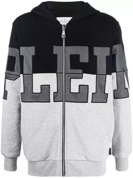 Philipp Plein куртка с капюшоном и вышитым логотипом, черный