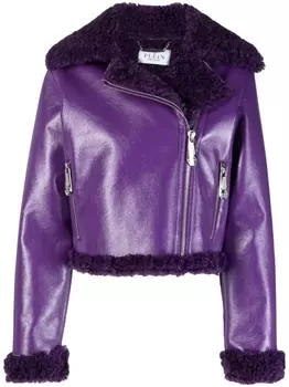 Philipp Plein куртка с отделкой из овчины, фиолетовый