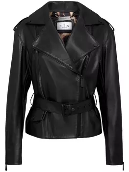 Philipp Plein куртка с поясом и логотипом, черный