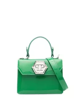 Philipp Plein лакированная сумка с логотипом, зеленый