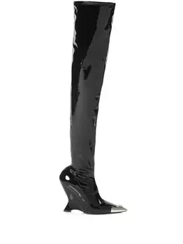 Philipp Plein лакированные ботфорты, черный