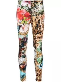 Philipp Plein легинсы Baroque Flowers, коричневый