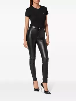 Philipp Plein легинсы из искусственной кожи, черный