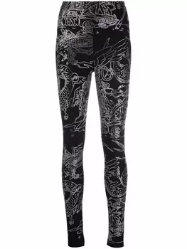 Philipp Plein легинсы с принтом, черный