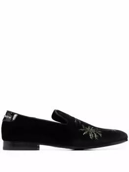 Philipp Plein лоферы Palm с вышивкой, черный