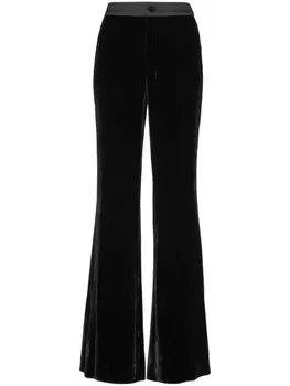 Philipp Plein logo-patch velvet flared trousers, черный