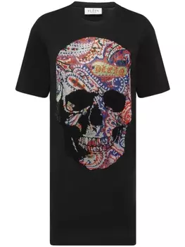 Philipp Plein logo-print cotton minidress, черный