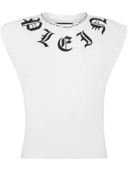 Philipp Plein майка Gothic Plein с подплечниками, белый