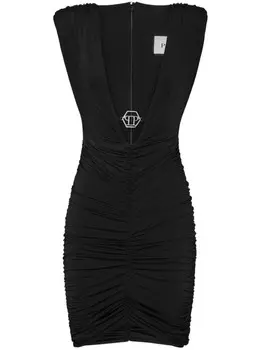 Philipp Plein мини-платье с рюшами и логотипом
