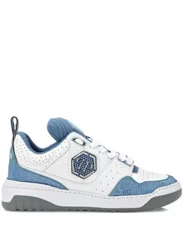 Philipp Plein низкие кожаные кеды Mix Crystal, белый