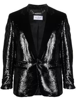 Philipp Plein однобортный пиджак с эффектом металлик, черный