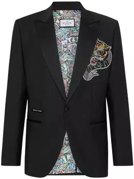 Philipp Plein однобортный пиджак с аппликацией, черный