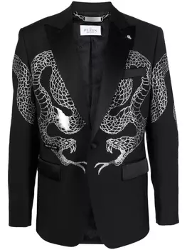 Philipp Plein однобортный пиджак с кристаллами, черный