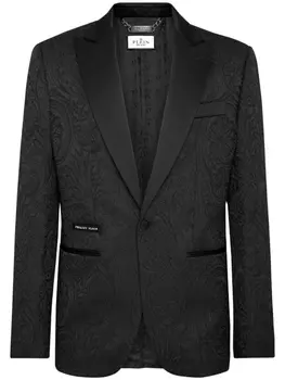 Philipp Plein однобортный пиджак с жаккардовым узором, черный