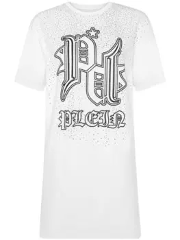 Philipp Plein платье-футболка с логотипом, белый