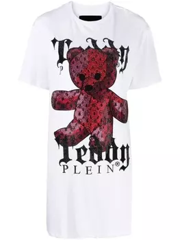 Philipp Plein платье-футболка Teddy Plein, белый