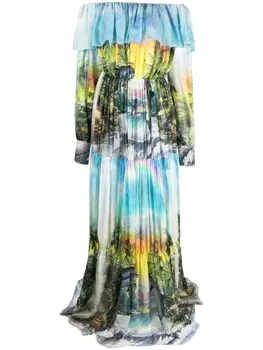 Philipp Plein платье макси Hawaii, синий
