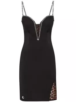 Philipp Plein платье мини с кристаллами, черный